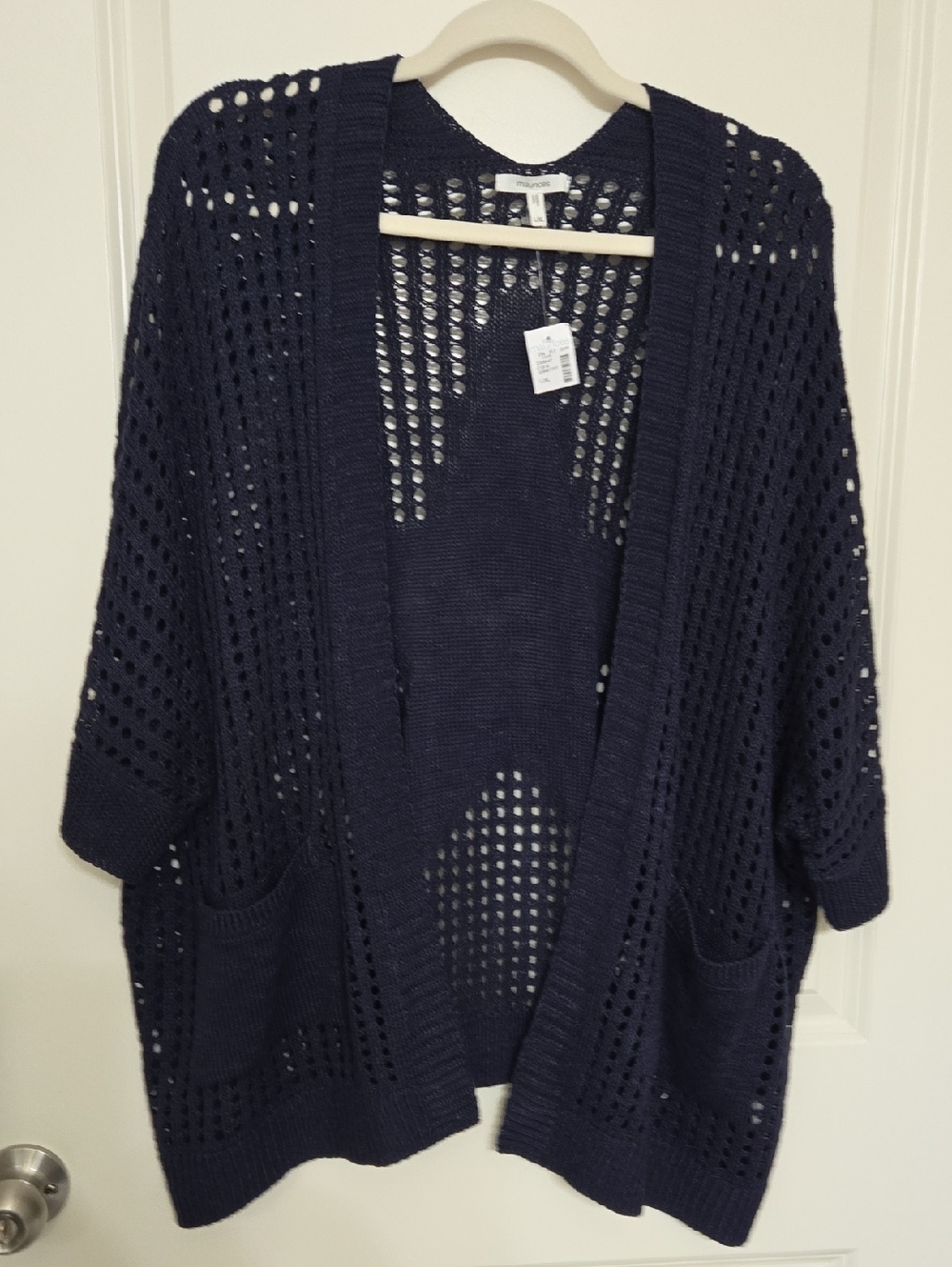 Maurices Navy Open-Weave Pocket Cardigan